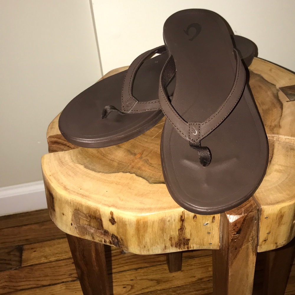 Olukai brown all weather flip flops
